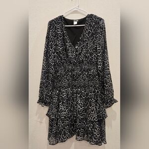 Leopard Print Long Sleeve Dress